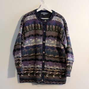 VINTAGE ICELANDIC DESIGN wool cardigan - size xl